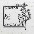 Personalized Floral Metal Name Plate for Home | Laser Cut Steel Design - Harshita Craft