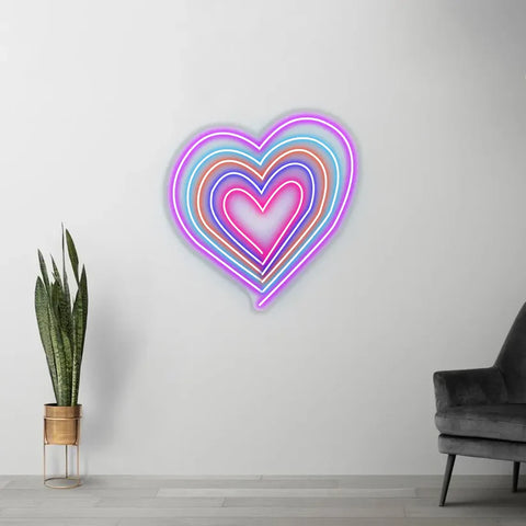 Rainbow Heart Neon Sign | Love LED Neon Light for Bedroom & Wall Decor