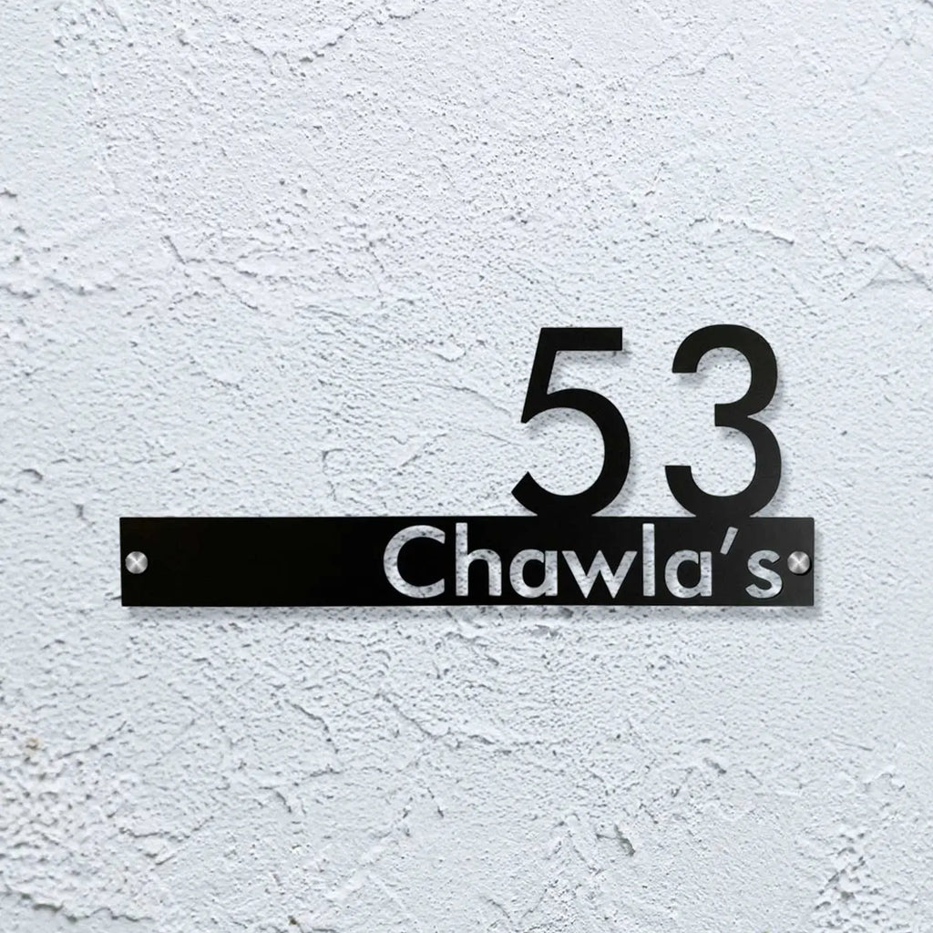 Personalized Waterproof Metal Name Plate for Home – Laser Cut Mild Steel Design - Harshita Craft
