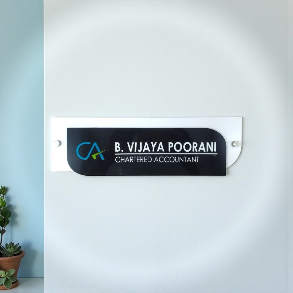 Black & White Acrylic Name Plate 