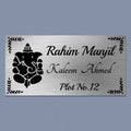 Personalized Ganesha Theme Stainless Steel Metal Name Plate for Home - Harshita Craft
