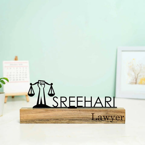 Personalized Minimal Desk Metal Name Plate for Lawyers – Premium Office Nameplate