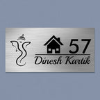 Personalized Ganesha Stainless Steel Metal Name Plate for Home | Custom House Design - Harshita Craft