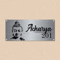 Personalized Gautam Buddha Stainless Steel Metal Name Plate for Home Entrance - Harshita Craft