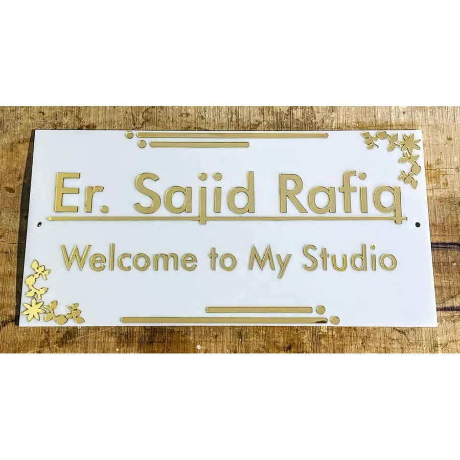 Acrylic Waterproof Name Plate with Gold Embossed Letters