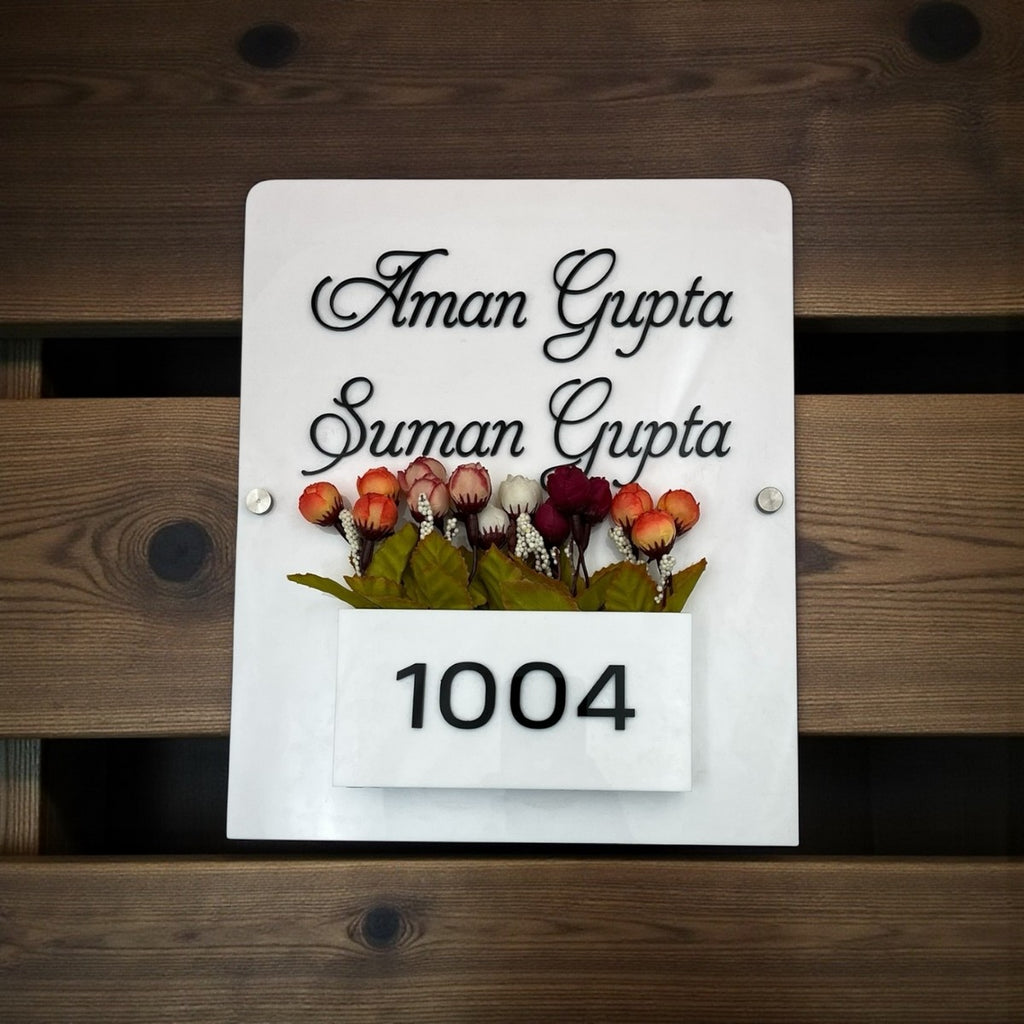  White Acrylic Planter Name Plate 
