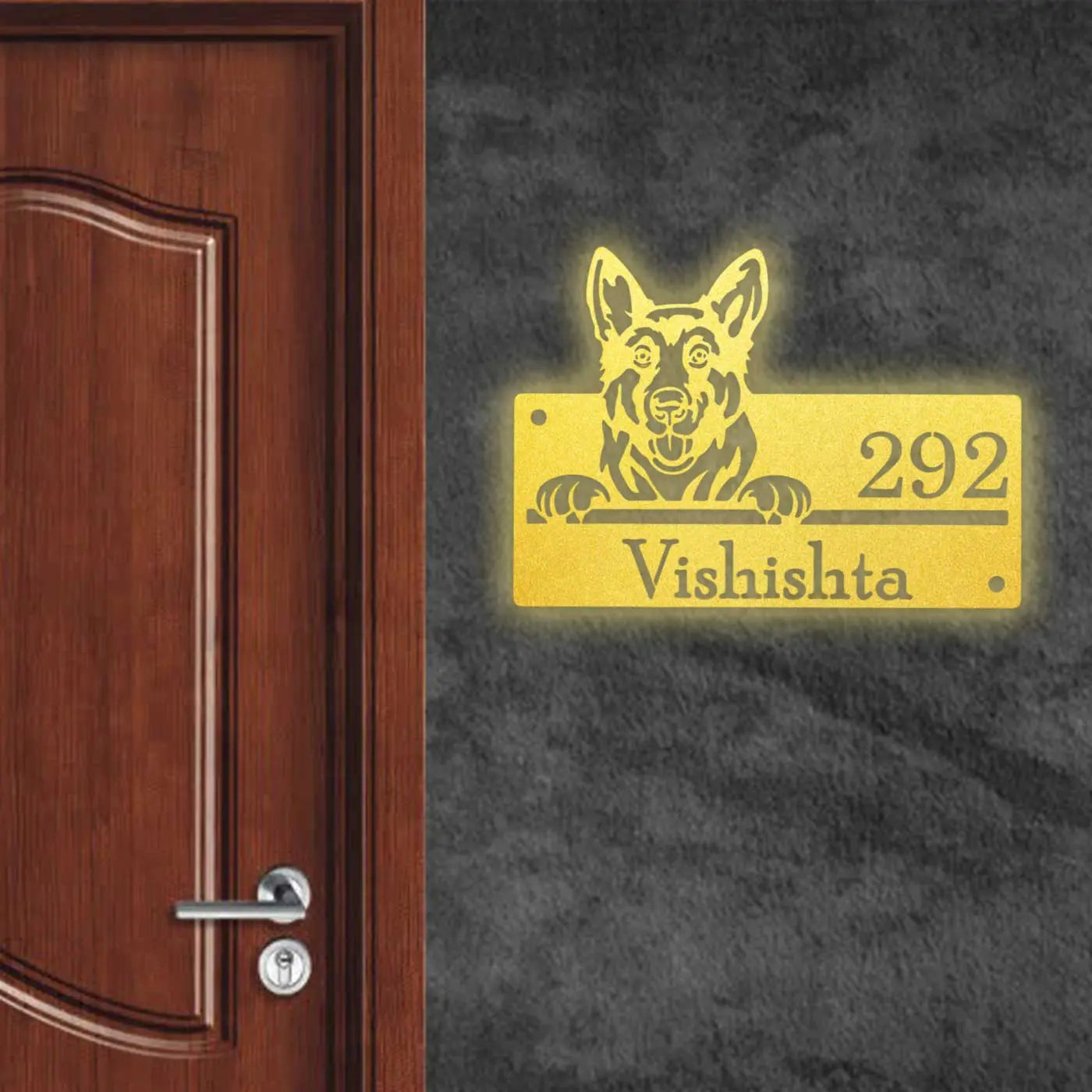 Personalized Dog Theme Metal Name Plate for Home – Weatherproof - Harshita Craft