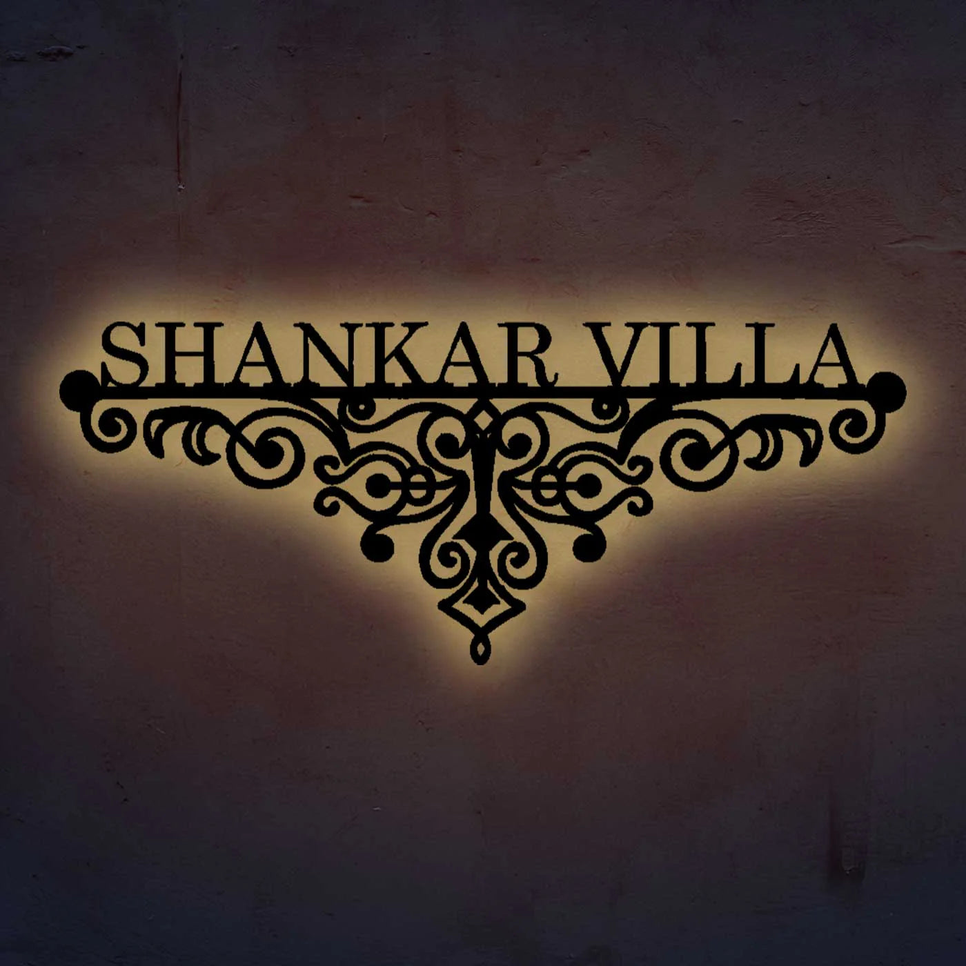 Personalized Metal Name Plate for Home – Weatherproof Mild Steel Name Plate for Villa & House Entrance - Harshita Craft