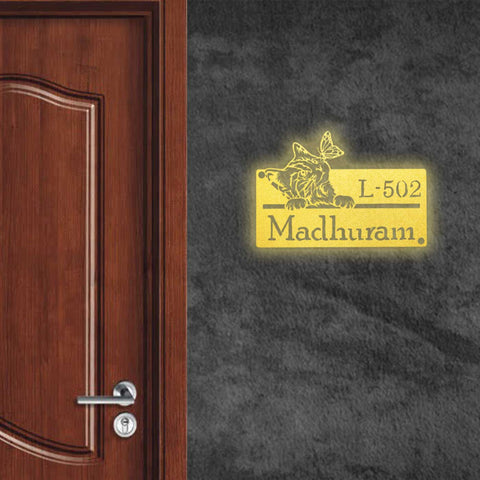 Personalized Cat Theme Metal Name Plate for Home | Weatherproof Design