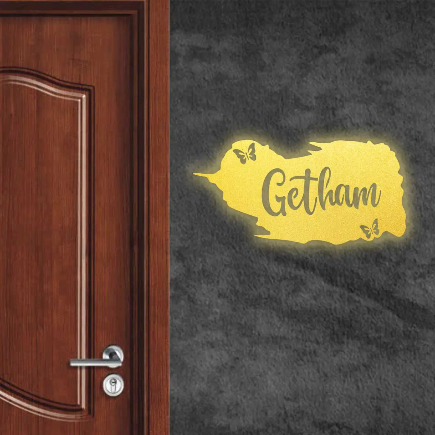 Personalized Metal Name Plate for Home – Weatherproof Butterfly Design - Harshita Craft