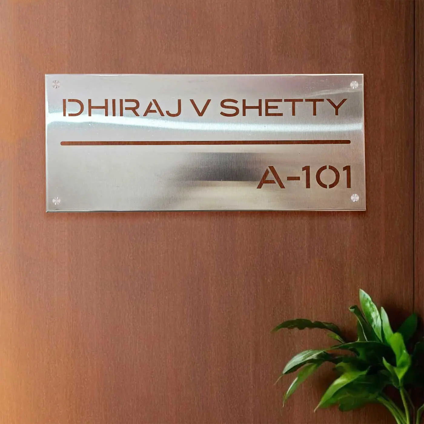 Personalized Stainless Steel Metal Name Plate for Home – Weatherproof Laser Cut Design - Harshita Craft