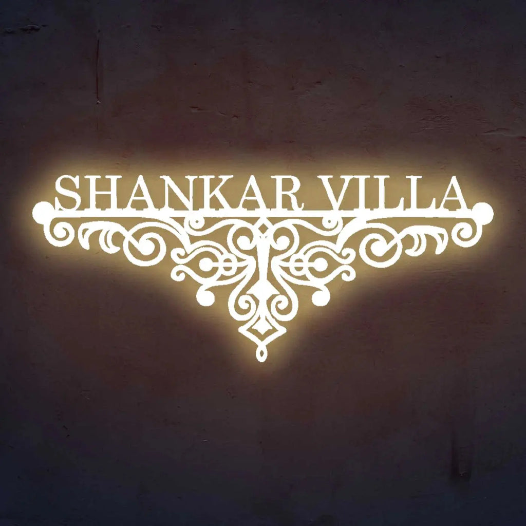 Personalized Metal Name Plate for Home – Weatherproof Mild Steel Name Plate for Villa & House Entrance - Harshita Craft