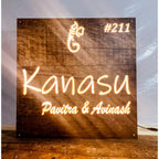 Wooden Texture Acrylic LED Name Plate for Home