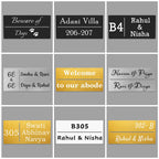 Personalized Rectangle Metal Name Plate for Home with House Number - Harshita Craft