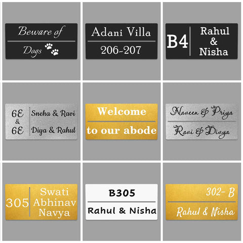 Personalized Rectangle Metal Name Plate for Home with House Number