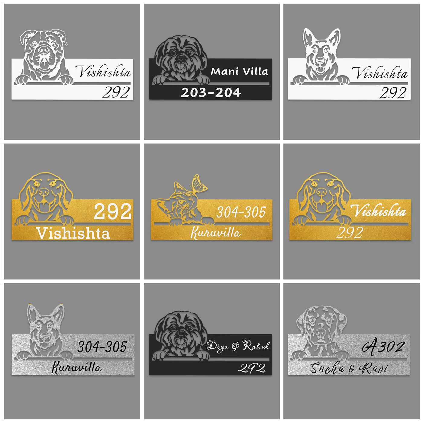 Personalized Cat Theme Metal Name Plate for Home | Weatherproof Design - Harshita Craft