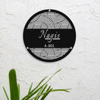 Personalized Round Metal Name Plate for Home | Laser Cut Steel Design - Harshita Craft