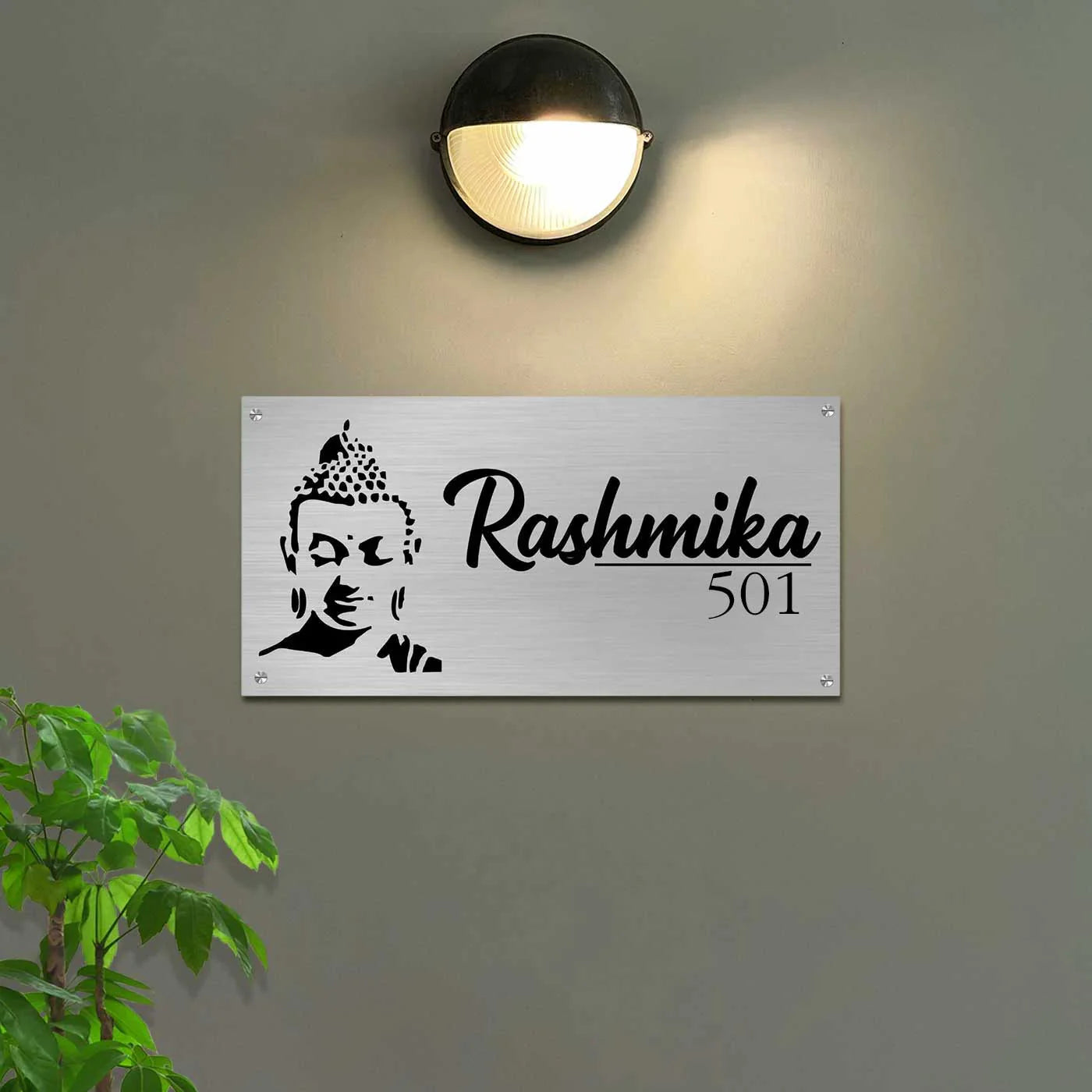 Personalized Metal Name Plate for Home – Waterproof Shiv Ji Design Steel LED Name Plate - Harshita Craft