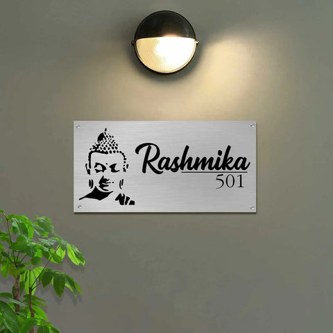 Personalized Metal Name Plate for Home – Waterproof Shiv Ji Design Steel LED Name Plate