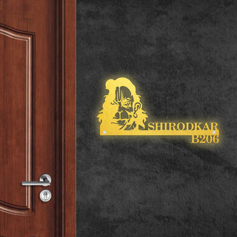 Personalized Hanuman Metal Name Plate for Home | Laser Cut Design