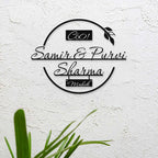 Personalized Round Leaf Design Metal Name Plate for Home | Laser Cut Steel Name Board - Harshita Craft