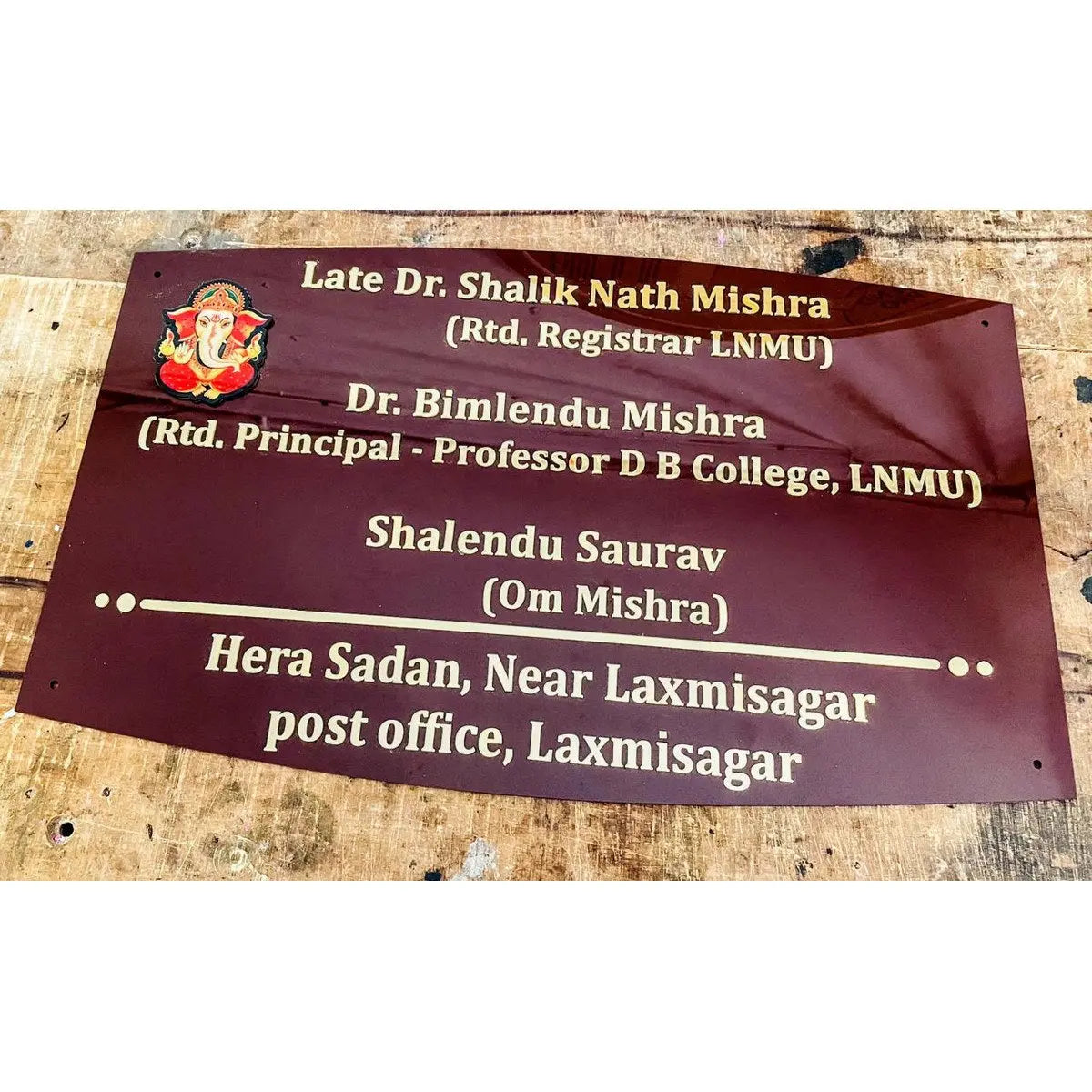Golden Acrylic Name Plate for Home | Fancy Acrylic Name Plate Design - Harshita Craft