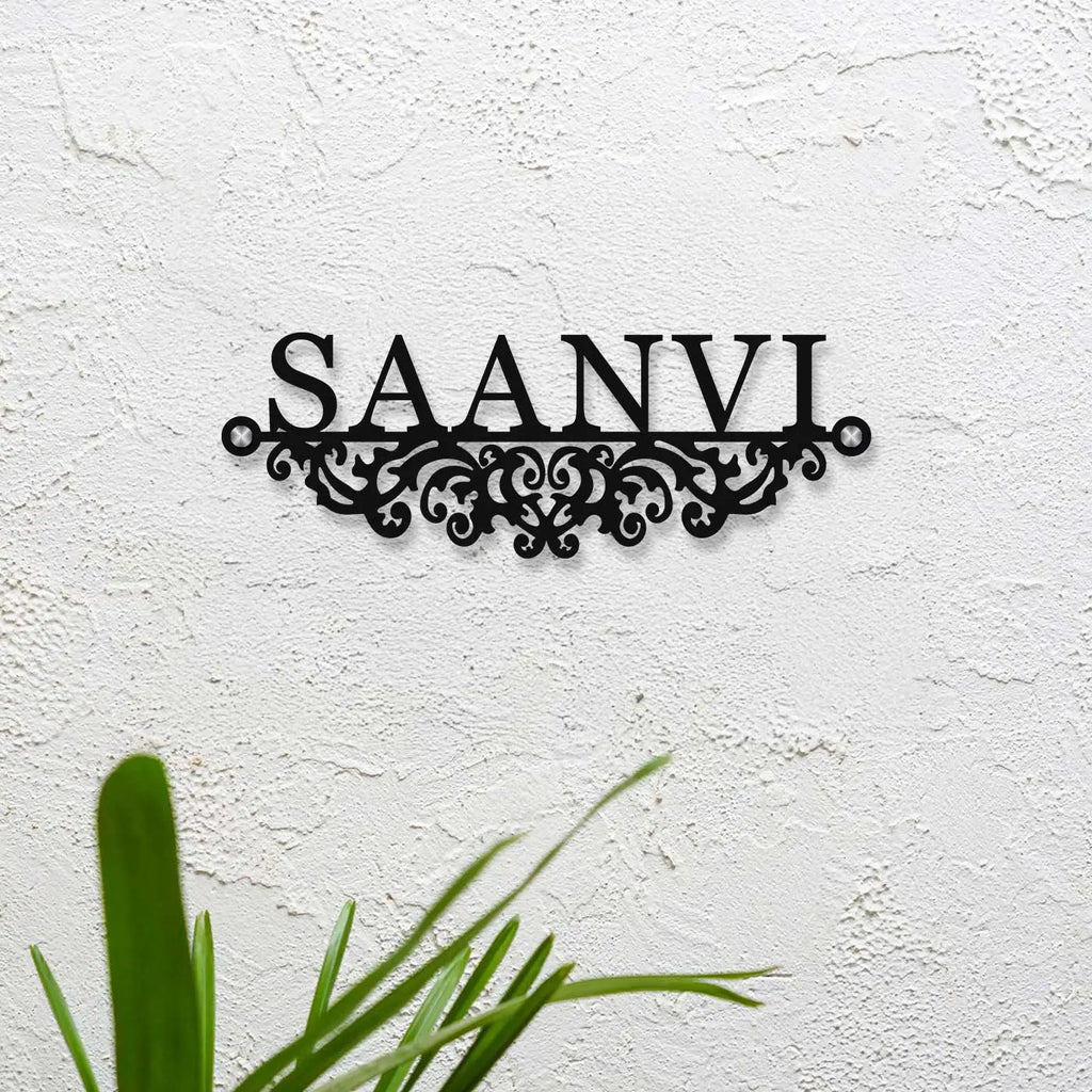 Personalized Laser Cut Minimalist Metal Name Plate for Home - Harshita Craft