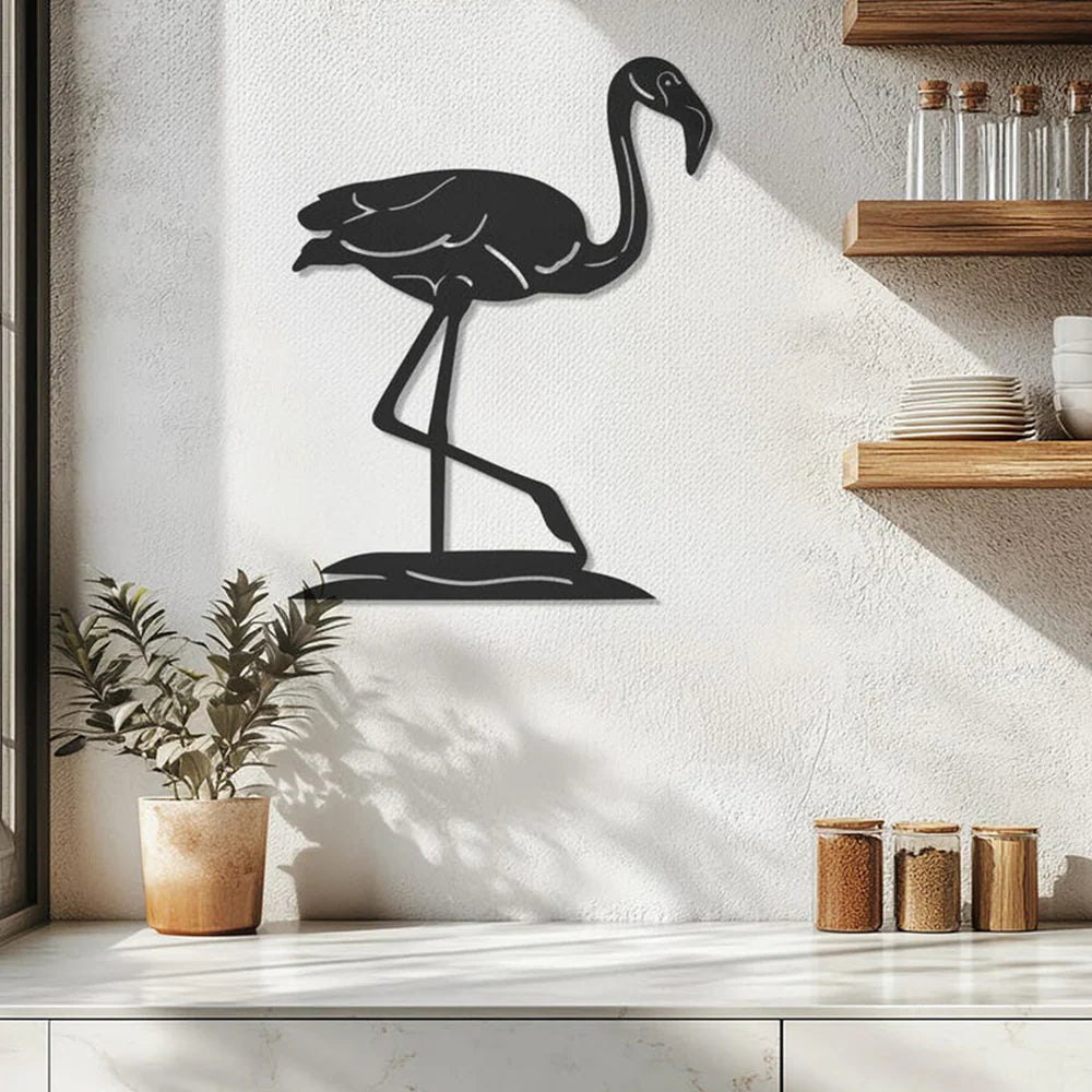 Flamingo Silhouette Metal Wall Art