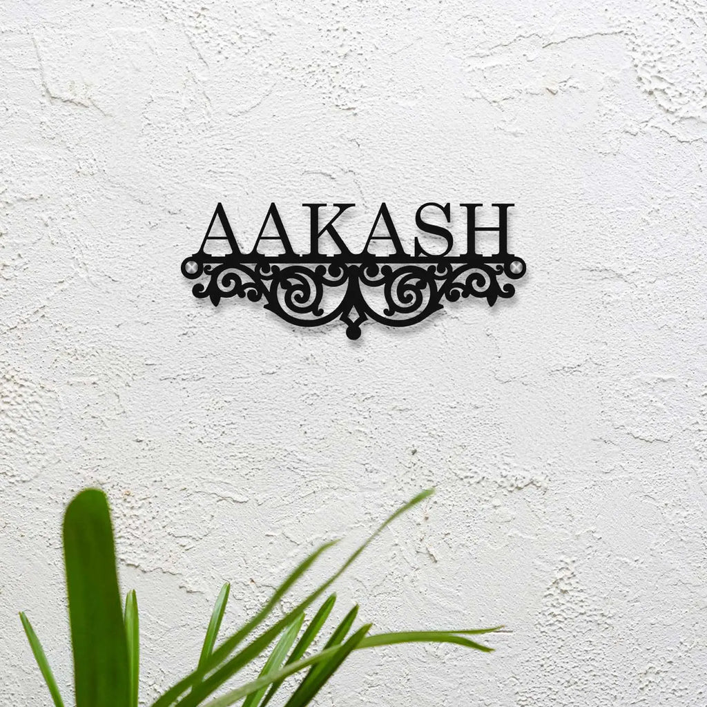 Personalized Minimalist Metal Name Plate for Home | Laser Cut Steel - Harshita Craft