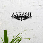 Personalized Minimalist Metal Name Plate for Home | Laser Cut Steel - Harshita Craft