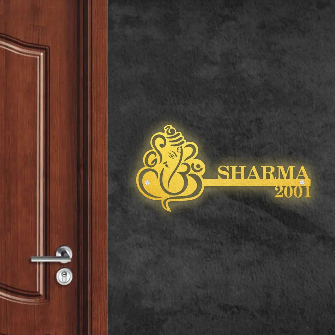 Personalized Religious Theme Metal Name Plate for Home – Laser Cut Steel - Harshita Craft