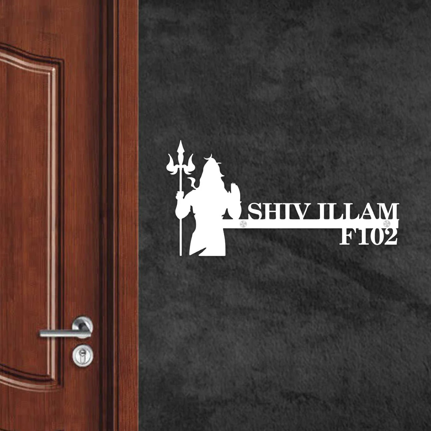Personalized Metal Name Plate for Home – Religious Theme Laser Cut Design - Harshita Craft