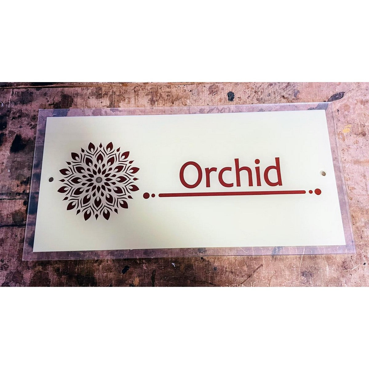 Stylish Multicolor Printed Acrylic Personalized Name Plate for Home - Harshita Craft