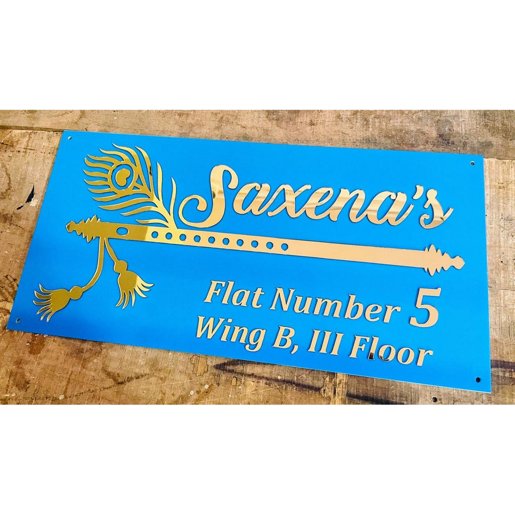 Blue & Gold Acrylic Personalized House Name Plate