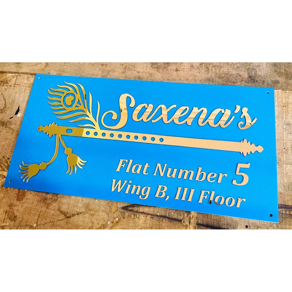 Blue & Gold Acrylic Personalized House Name Plate
