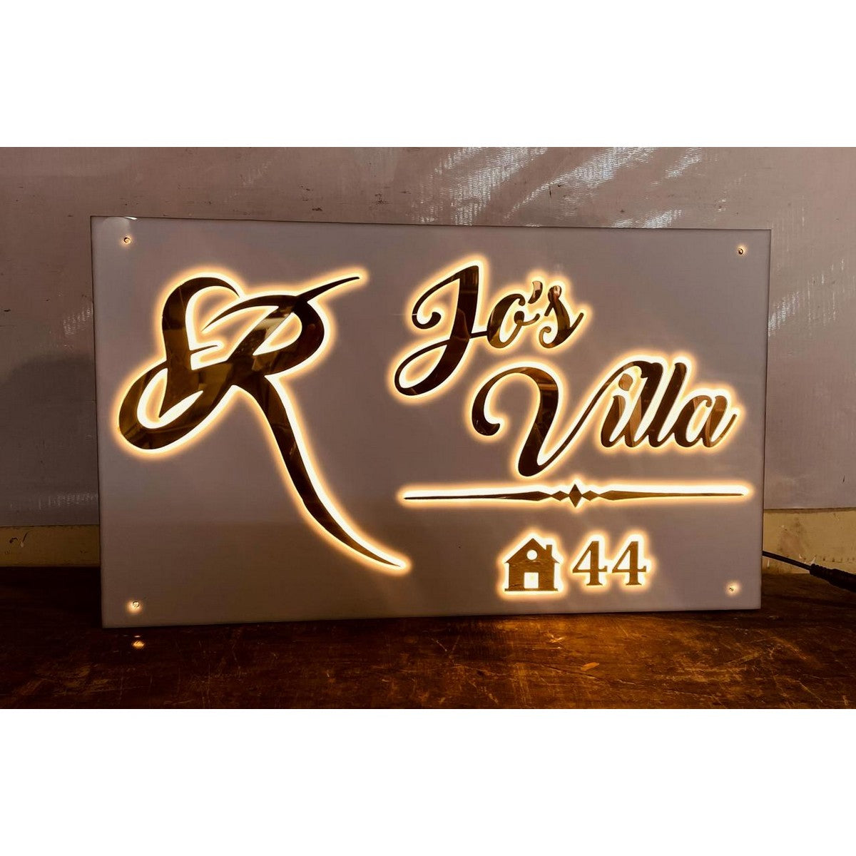 Acrylic Personalized Waterproof LED Wall Name Plate - Harshita Craft