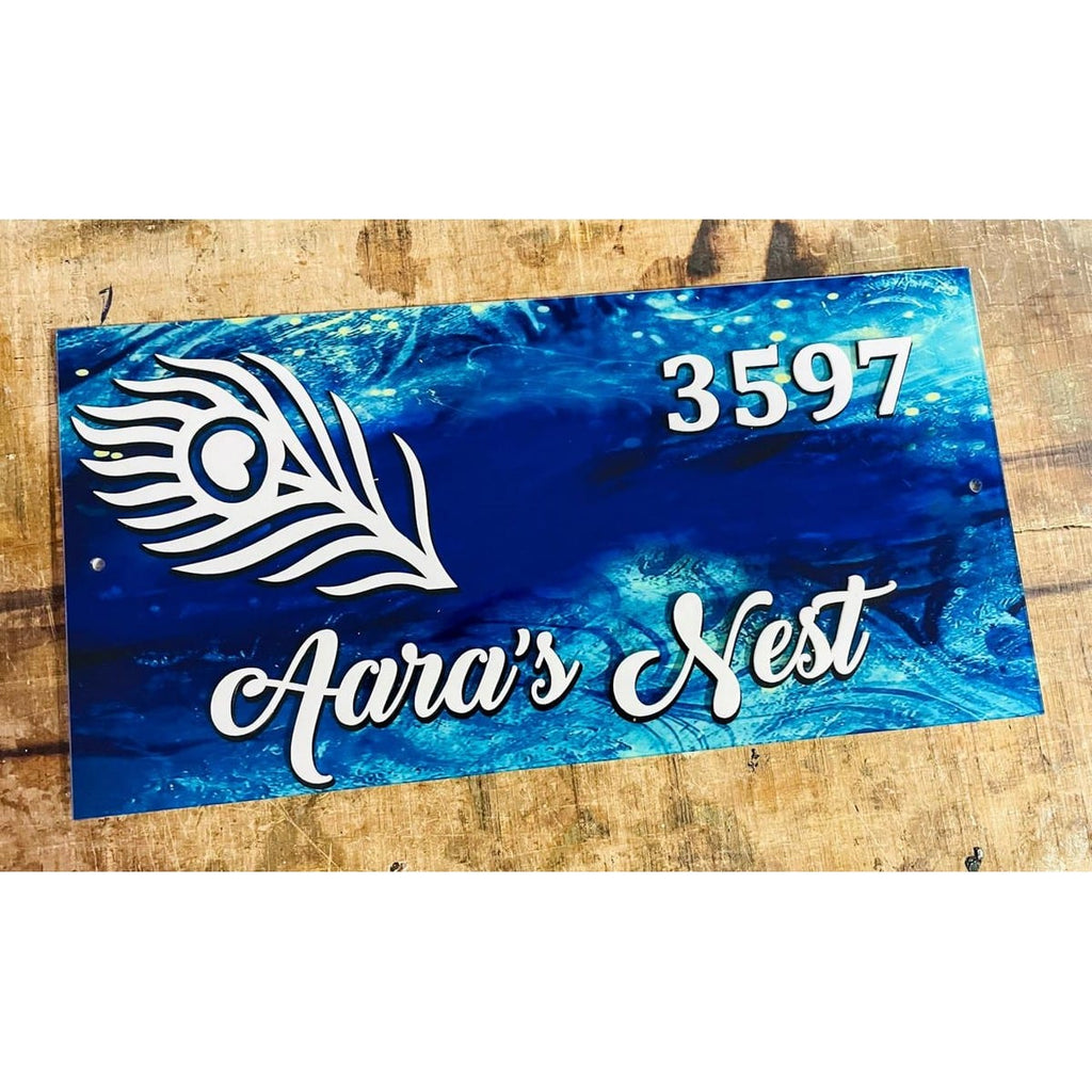 Beautiful Multicolor Printed Acrylic Embossed Letters Name Plate for Home - Harshita Craft