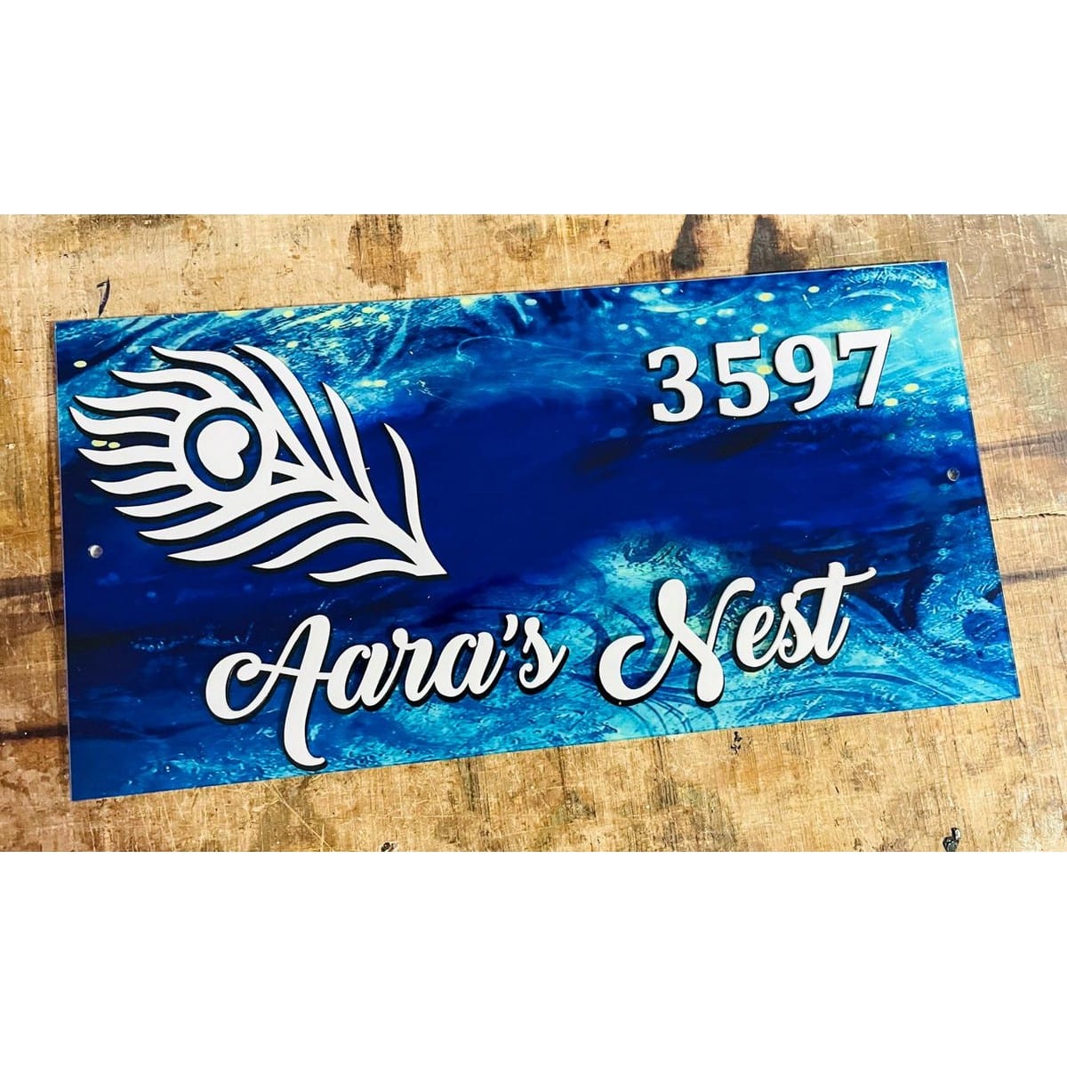 Beautiful Multicolor Printed Acrylic Embossed Letters Name Plate for Home - Harshita Craft