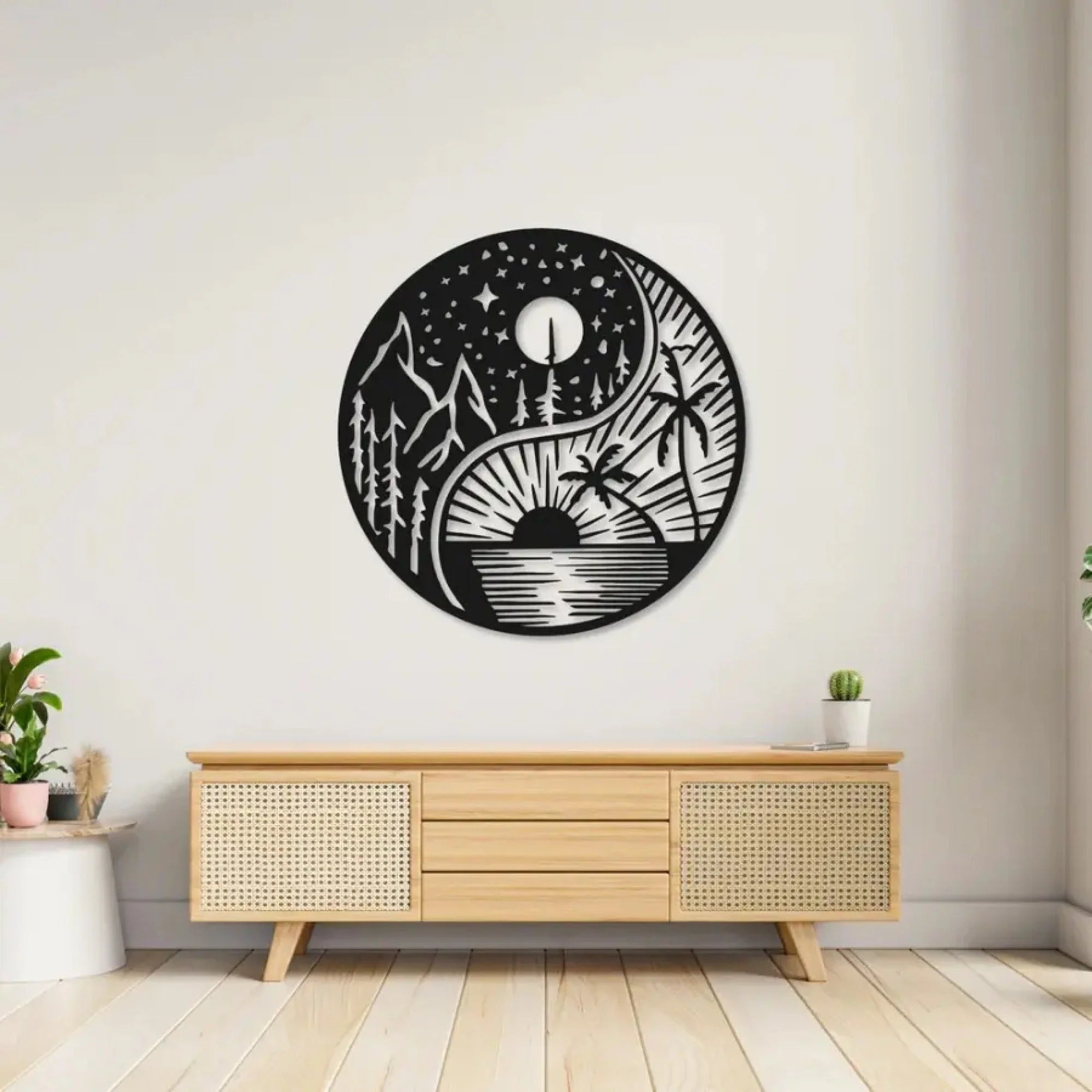 Day and Night Scenery Metal Wall Art