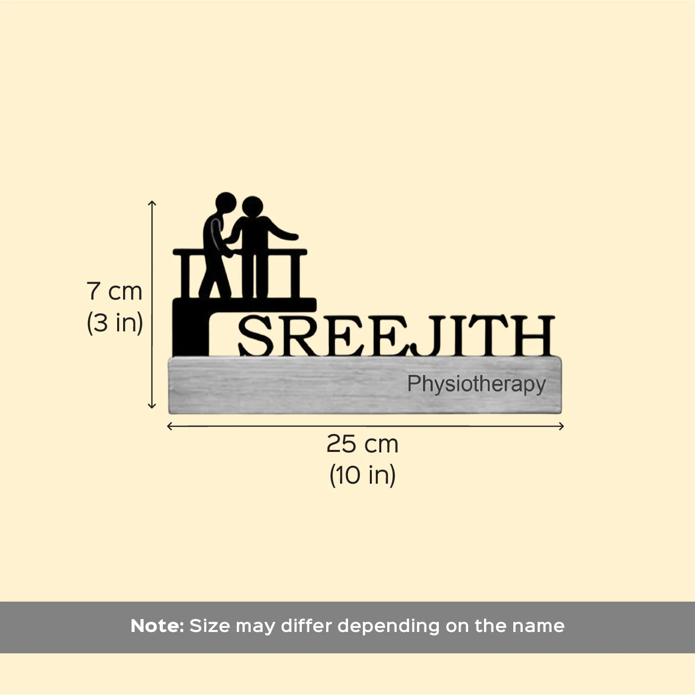 Personalized Minimal Desk Table Name Plate for Physiotherapy