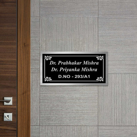 Personalized Black Stainless Steel Metal Name Plate for Home