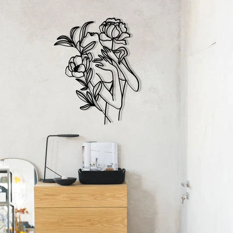 Flowers Line Art Metal Wall Art 