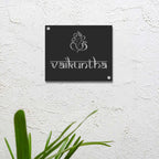 Personalized Laser Cut Ganesha Theme Metal Name Plate for Home - Harshita Craft