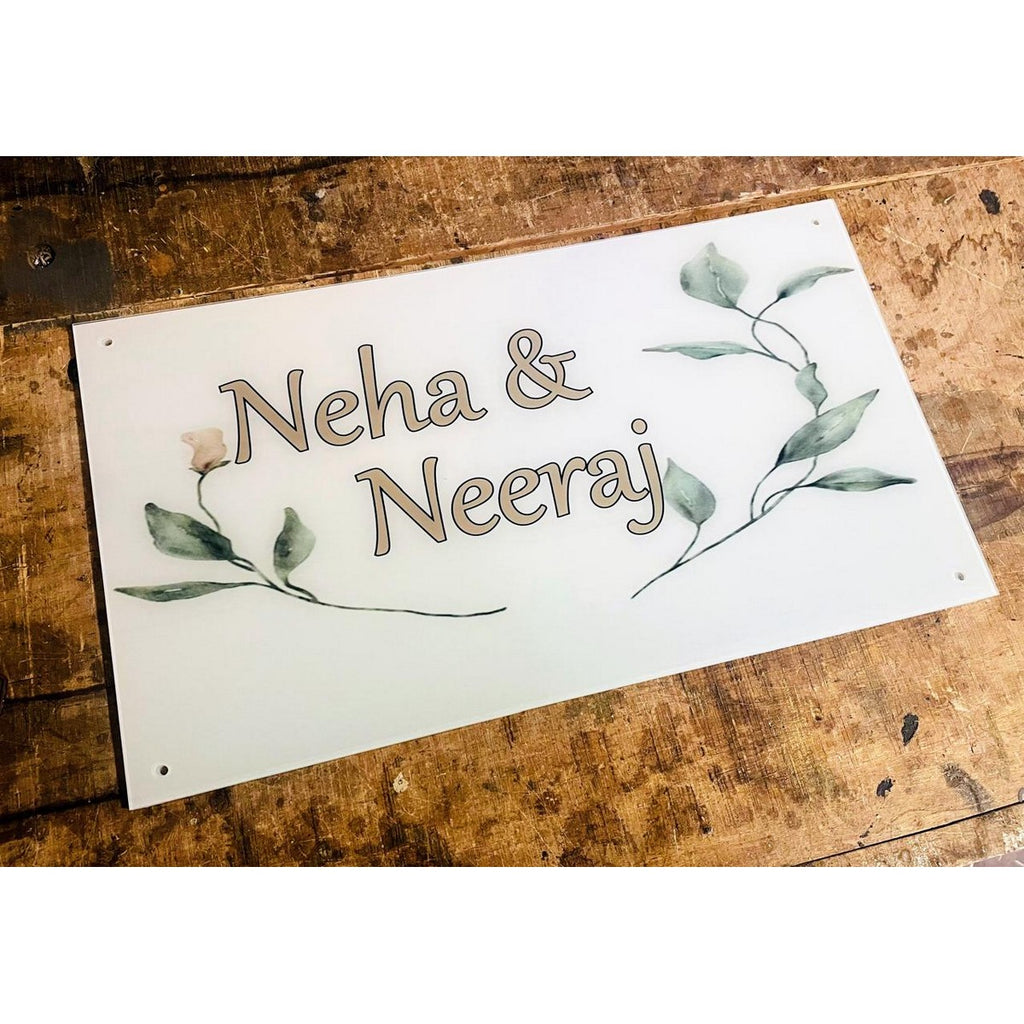 Acrylic Home Name Plate UV Multicolor Print | Premium Acrylic Name Plate Design for Home - Harshita Craft