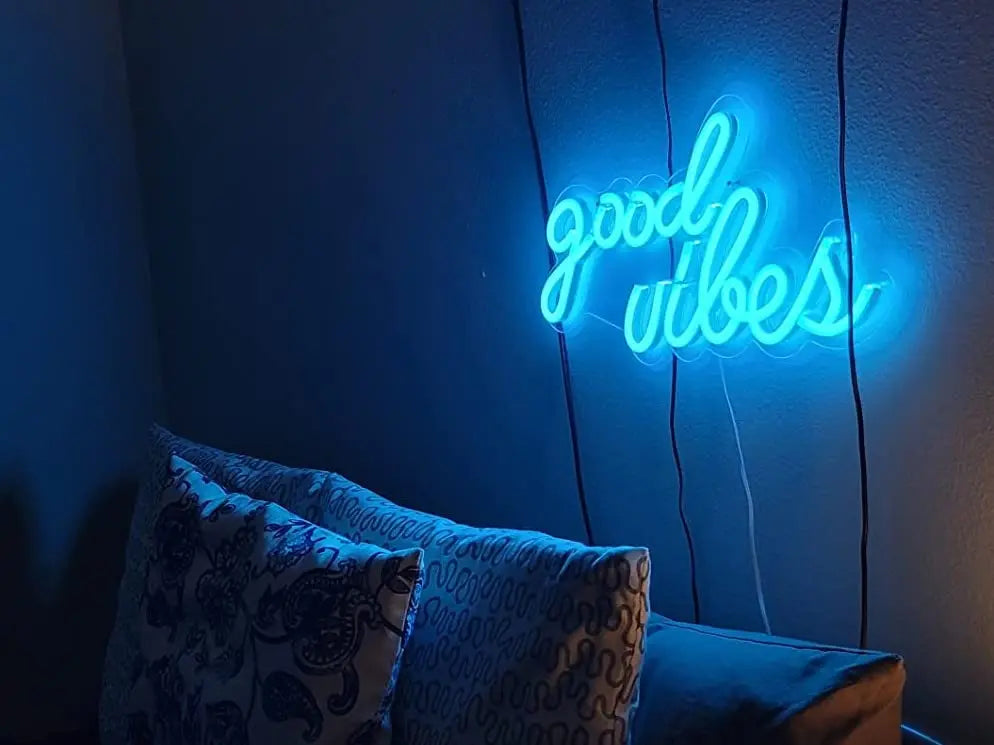 VYNES Good Vibes Neon Light – LED Neon Light Board for Room & Bedroom - Harshita Craft