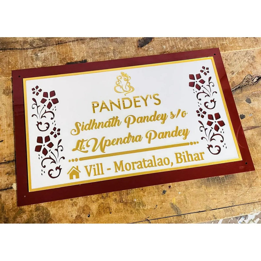 Gold Embossed Acrylic House Name Plate