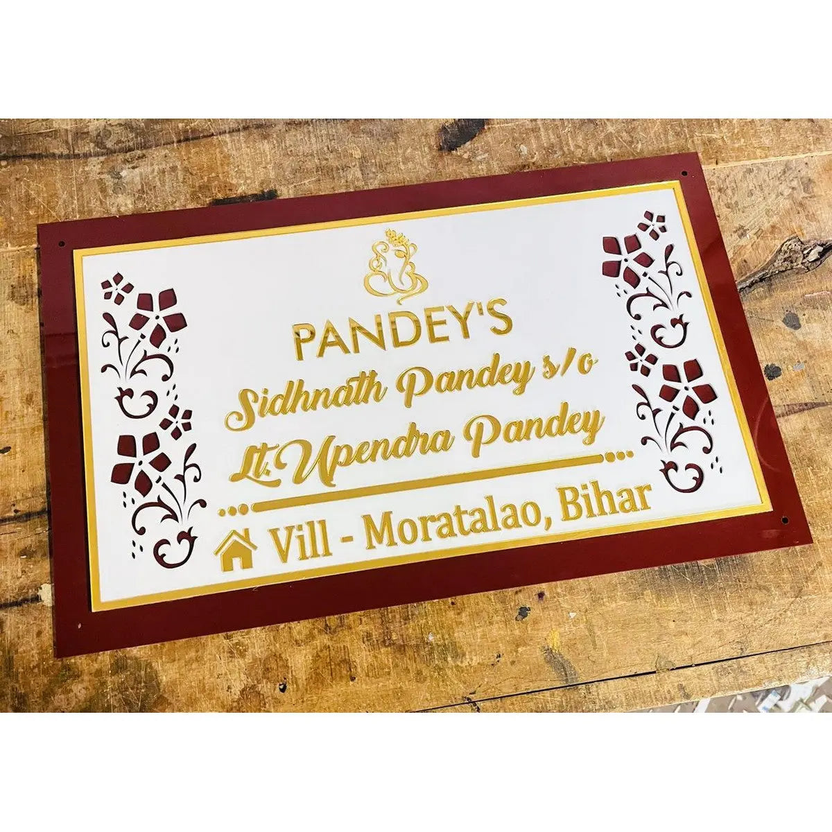 Gold Embossed Acrylic House Name Plate