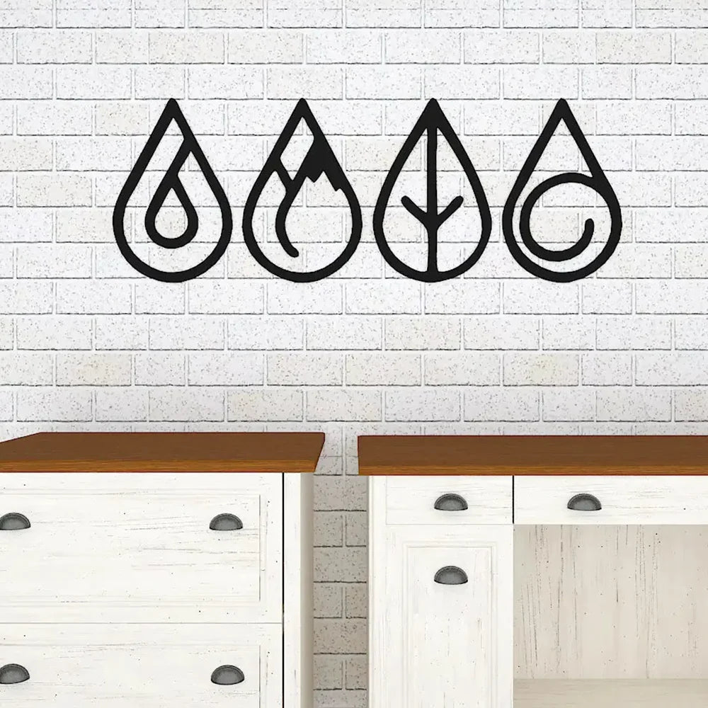 Four Elements Silhouette Metal Wall Art