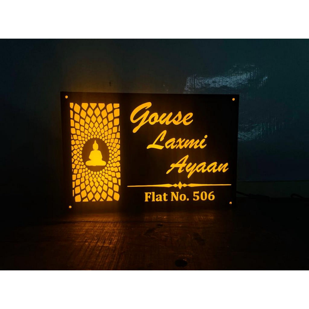 Buddha Idol Acrylic LED Name Plate 