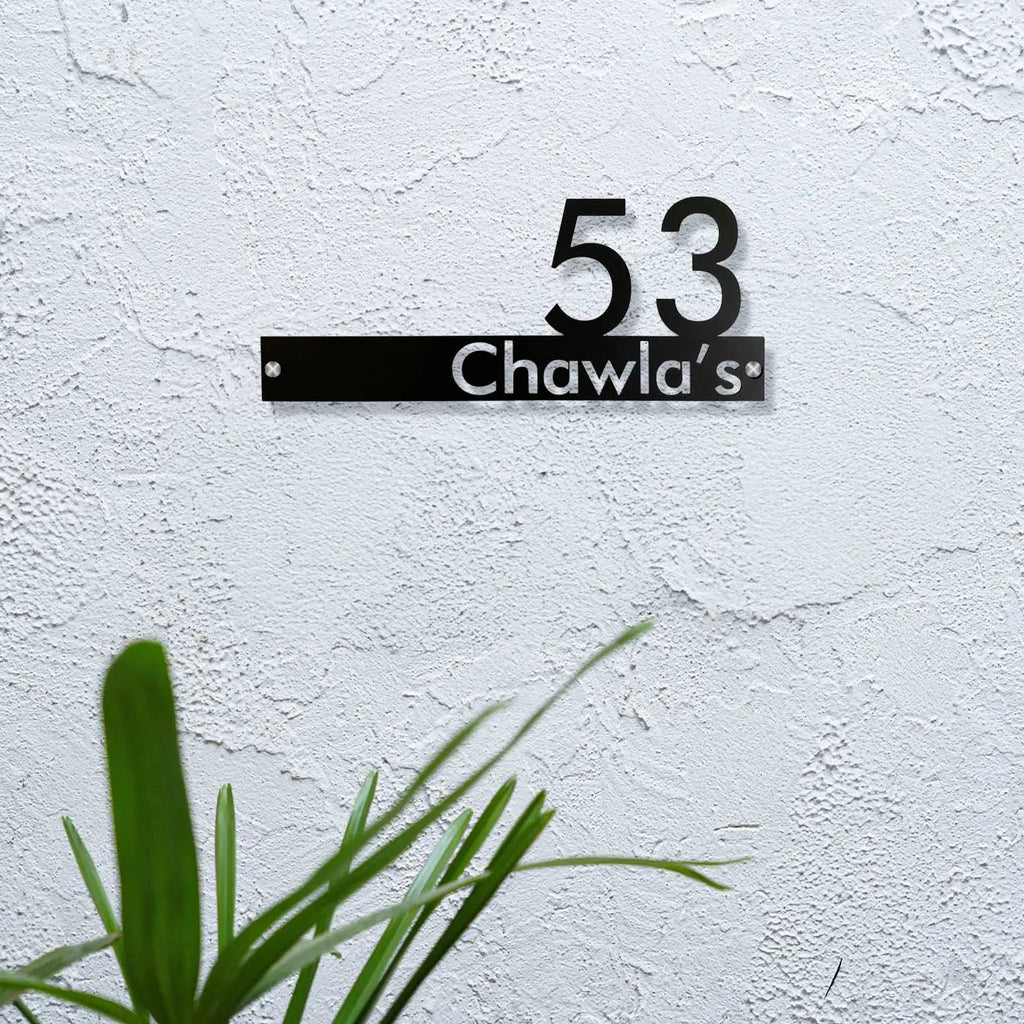 Personalized Waterproof Metal Name Plate for Home – Laser Cut Mild Steel Design - Harshita Craft